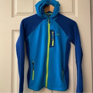 L-Marmot Polar Soft Fleece Zip Up Hoodie Jacket Turquoise/Blue/Yellow Girls